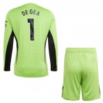Günstige Fußballtrikots Manchester United De Gea 1 Torwart Kinder Heimtrikot 2023-24 Langarm